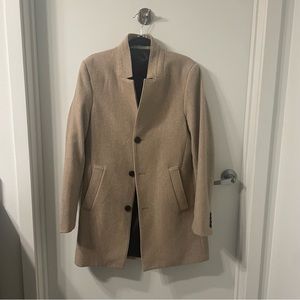 Beige Open Button Overcoat